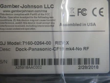 Gamber Johnson 7160-0264-00 Docking Station for Panasonic CF19 mk4-No RF