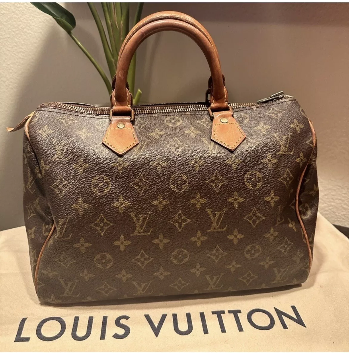 Louis Vuitton Speedy 30 LV Monogram Satchel Bag With Dust Bag