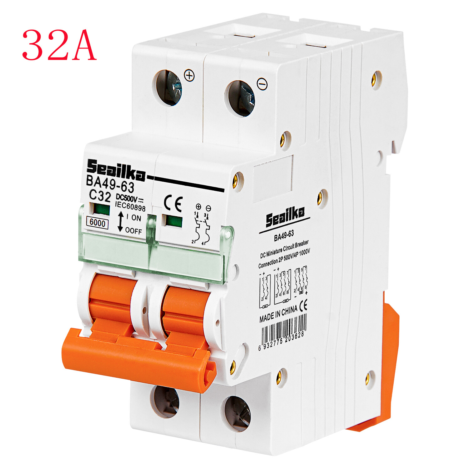 PV Sicherungsautomat DC 250V 25A - Solar Schutzschalter 2-polig