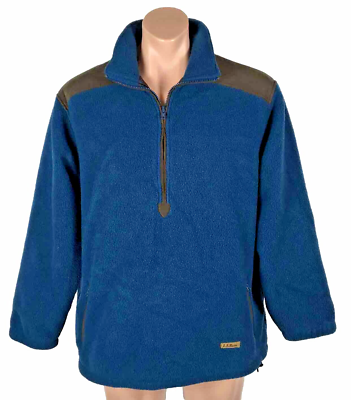 Vtg 80s 90s LL Bean Fleece Warm Up Jacket Half zip Coat L Sweater  