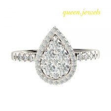 2.12CT Round Cut Lab-Created Diamond Halo Wedding Ring Gift 14K White Gold Over