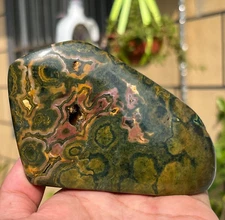 327g Natural Ocean Jasper With Druzy Freeform Quartz Crystal Reiki Healing
