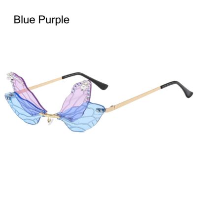 ?Women Blue Dragonfly Wing Shape Frameless Irregular Shades Party Sun Glasses Amazon.com: Dragonfly Wing Shape Sunglasses for Women/Men  main image 3