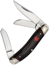 Rough Ryder Sowbelly Pocket Knife Stainless Steel Blades Black And Red Micarta