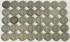 40 Coin Washington Quarter Lot Cull Slick 90 Silver 10 Face Value Fv Roll Bf