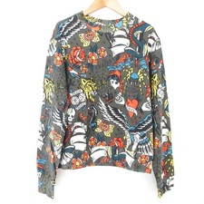 LOVE MOSCHINO Tattoo Print Sweatshirt, Long Sleeve, Size 42, Gray Women USED