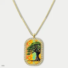 Amazing Colorful Tree of Life Pendant Necklace Chain Image Dog Tag Chain Gift De