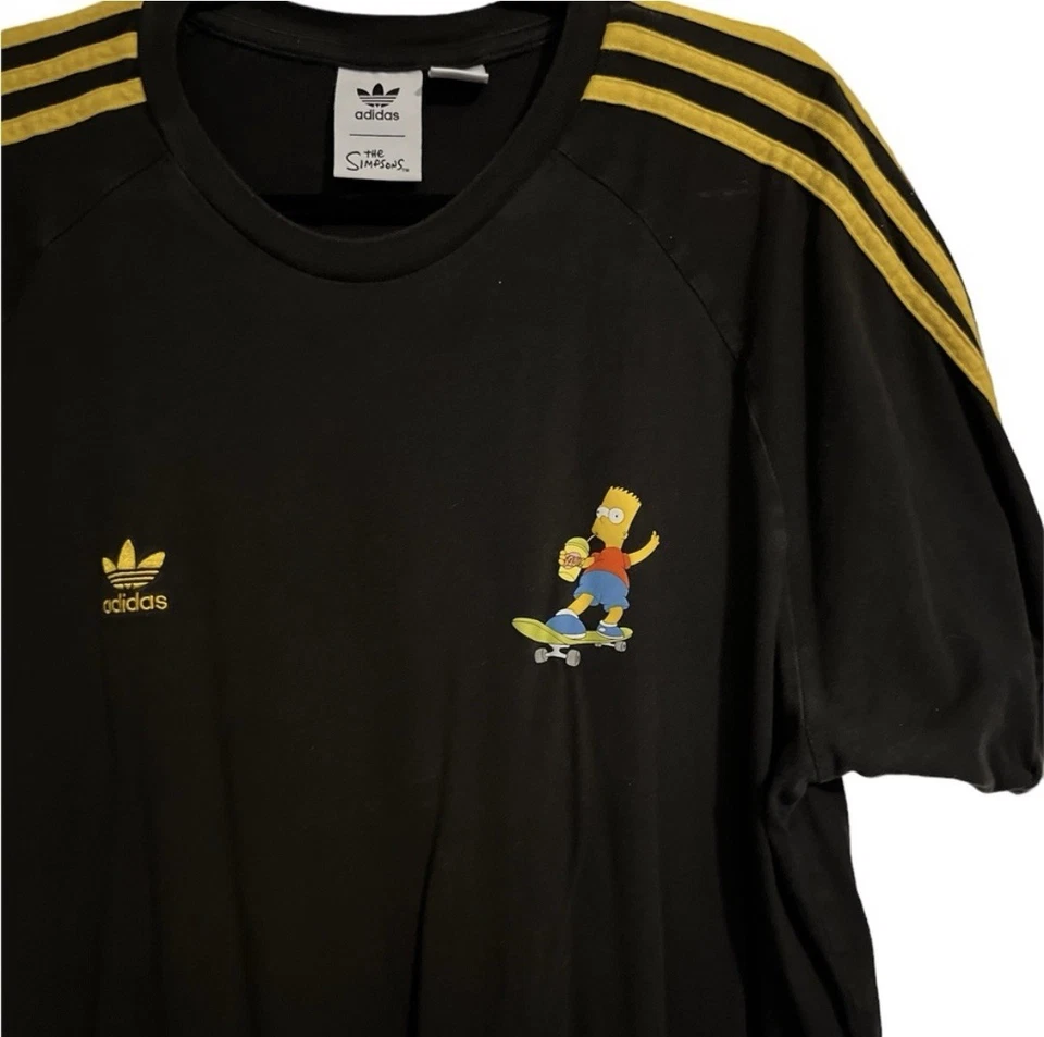 RARE Adidas x Simpsons 3-Stripes Shirt Bart Skate Black Size large - Image 3 of 4