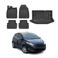 Omac FußMatten & Kofferraumwanne Set FüR Ford Fiesta Mk 2008-2017 Gummi Tpe 5Tlg