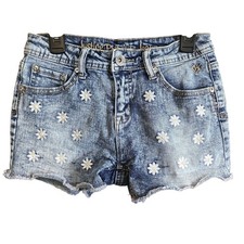 Justice Premium Jean Shorts Youth Girls 14S Daisy Floral Embroider Festival Boho
