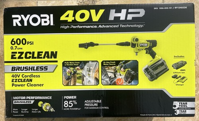 #ad Ryobi RY124052K 40V HP EZ CLEAN 600PSI Power Cleaner Kit 2ah Battery amp; Charger ✅ $134.97