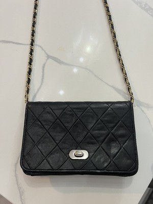 KAMAREL NY Quilted Black Genuine Leather Crossbody Purse Vintage