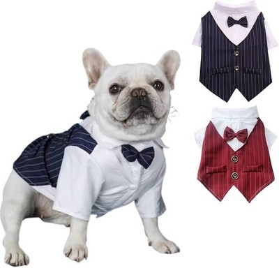 2-Pack Pet Tuxedo Set with Bow Tie   Formal Dog & Cat Suit for Weddings, xsmall