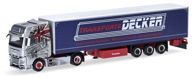 HERPA MAN TGX GX 4x2 miniature avec remorque bâchée Decker Düren à l'échelle 1/87