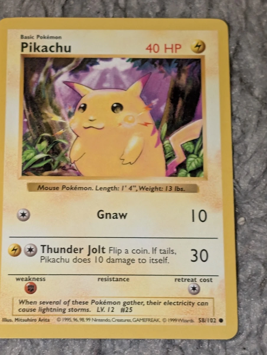 base set pikachu pokemon card "red Cheeks" Error Shadowless 58/102, Set, 1999, Very Rare! this card is the perfect way to showcase your collection. 1999 Pokemon Classic Pikachu Base