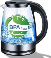 2L Electric Glass Kettle 1800W FAST BOIL Auto Shut Blue LED NO PLASTIC BPA FREE