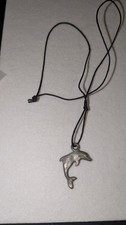 Pewter Dolphin On A black Cord Necklace