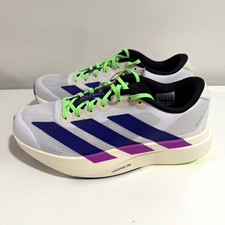 adidas adizero Evo SL Men's Low Top Lace-Up Running Shoes White Purple Green 8