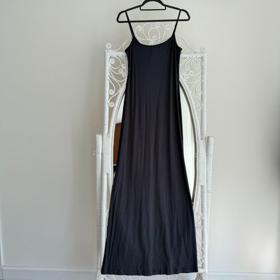 skims grey soft lounge slip dress SKIMS Soft Lounge Ribbed Long stretch-modal slip dress - Phoenix