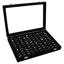 Siveit Velvet Ring Display Tray Organizer Box with tray, Black