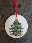 Spode Ornament  Round Christmas Tree / Holly Porcelain Hanging England Vintage — photo 2
