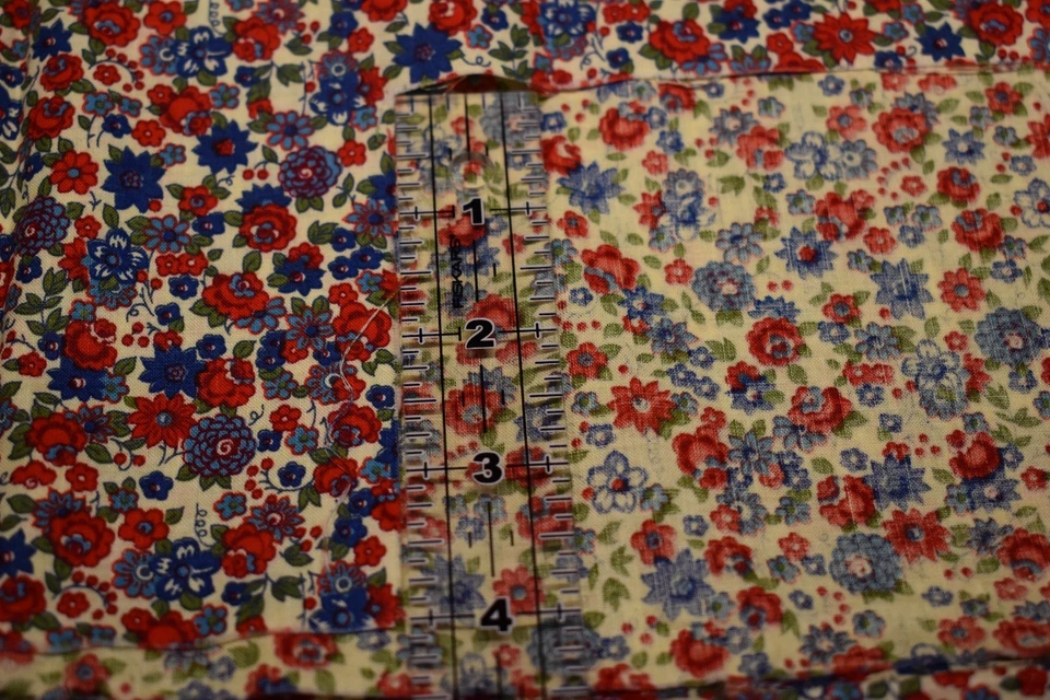 винтажный ретро concord ткани 1 ярд + красный синий кремовый оливковый цветочный - Изображение 4 из 4