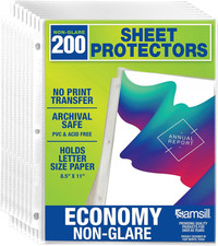 200 Pack Sheet Protectors 8.5x11 Top Loading Non-Glare Letter Size Binder