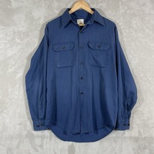Vtg 1970s Big Mac Penneys Work Shirt Dark Navy Blue Cotton Blend Mens Large