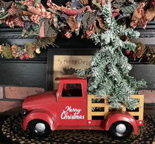 Red Pick Up Truck Centerpiece Christmas Metal Red Truck Christmas Tree