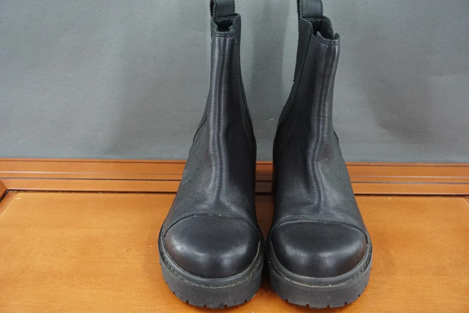 Sorel Joan Now Chelsea Boots Womens 8.5 US Black Leather Lug Sole Block Heeled - Image 2 of 4