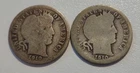 1910 Barber Dime Silver Lot of 2 Coins 10C Variety Circulated