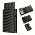 Men's Wallet with Zipper Coin Purse Automatic Pop-up Metal Credit Card Holder Mi