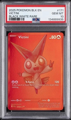 2025 POKEMON BLK EN-BLACK BOLT BLACK WHITE RARE #171 VICTINI PSA 10
