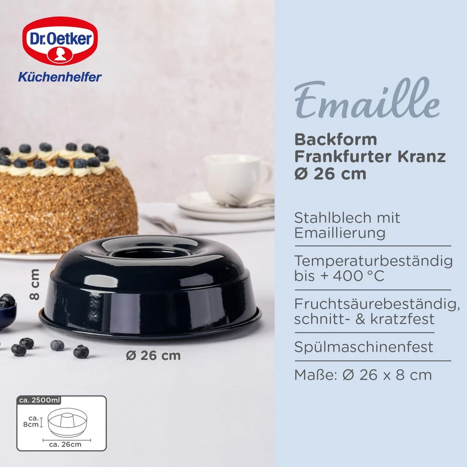 Frankfurter Kranz Kuchenform 26 cm Back-Liebe Emaille – Schnitt-  kratzfeste ... - Bild 4 von 4