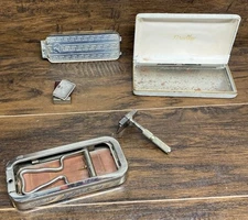 Vintage 1920s ROLLS RAZOR England STROP HONE W/ 2 Blades & Case COMPLETE & NICE