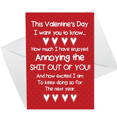 Funny Valentines Day Card For Him Her Rude Card For Boyfriend Girlfriend Wife