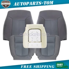 For 2011 12 13 2014 Ford F-150 Driver Passenger Top Bottom Cloth Seat Cover Gray