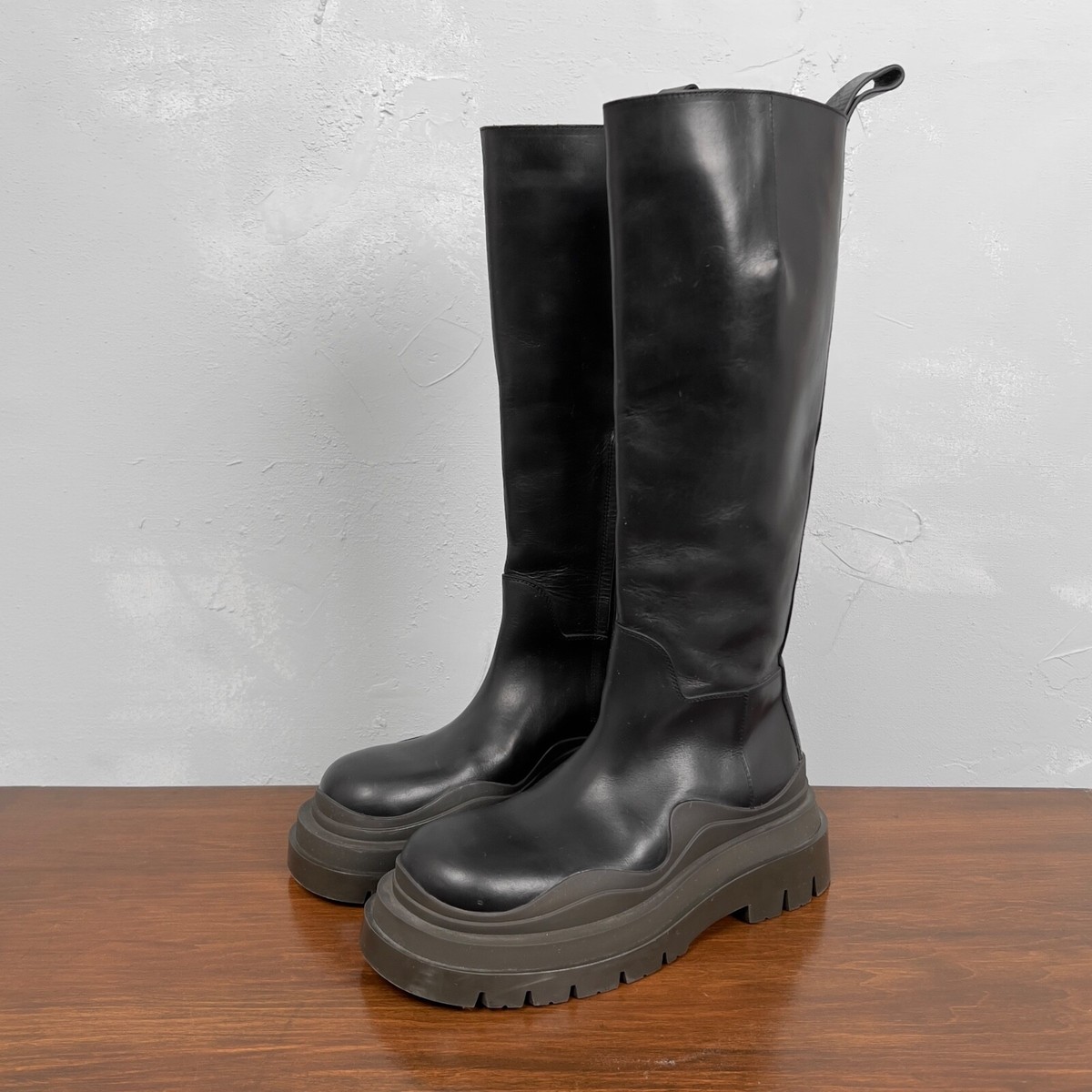 Bottega Veneta Black Leather Knee High 