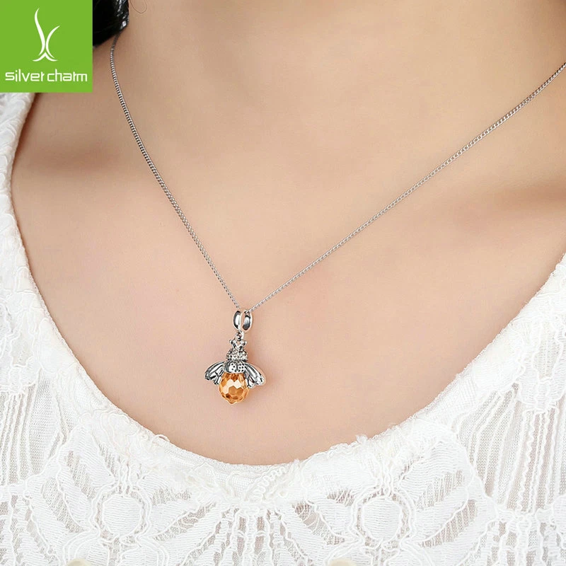 Подвеска из серебра 925 любовь оранжевый пчелы животных подвеской подвеска для женщин модные бусины - Изображение 3 из 4