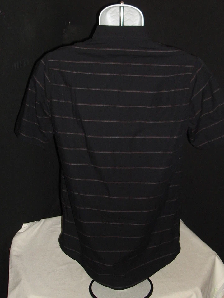 TRAVIS MATHEW BLACK/RED/WHITE STRIPED COTTON/POLY S/S BUTTON FT SHIRT SZ. M SLIM - Image 4 of 4