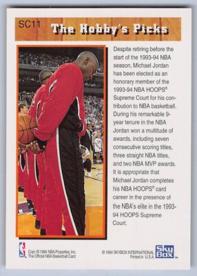 1993-94 MICHAEL JORDAN - NBA Hoops SUPREME COURT Basketball Insert