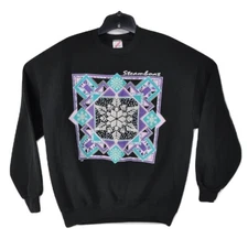 Vintage 90s Steamboat Snowflake ddi Crewneck Sweater Sz XL Black USA Made 1991