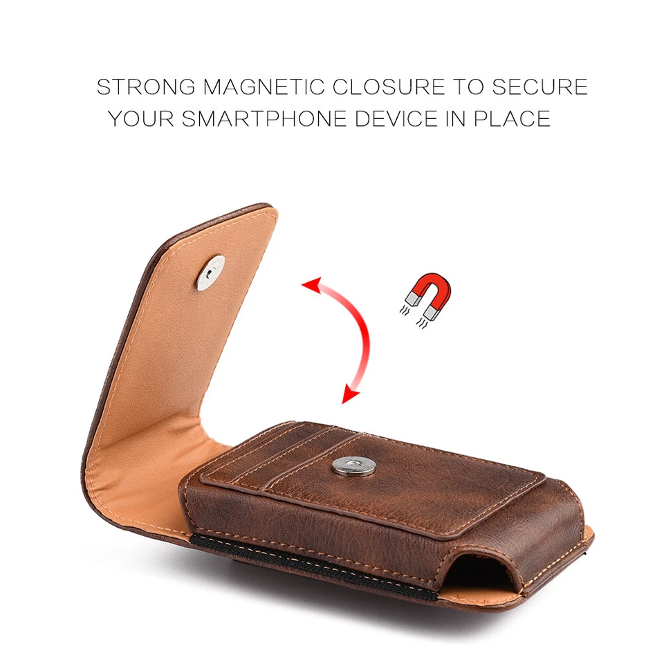 For Motorola Moto G Stylus - Brown Leather Vertical Holster Pouch Belt Clip Case - Image 4 of 4