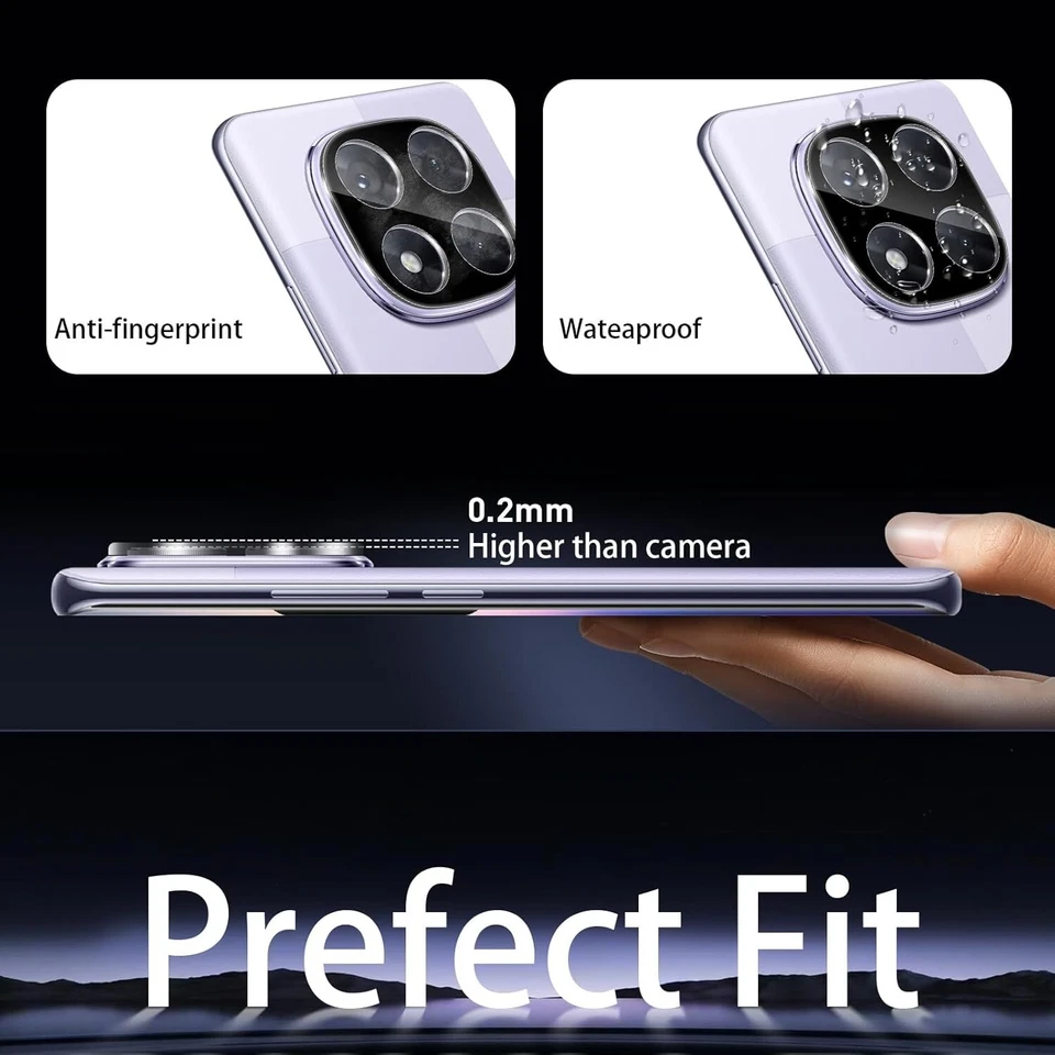 For Xiaomi Redmi Note 14 Pro 5G Camera Lens 9H Protector Rear Glass Cover Black - Image 4 of 4