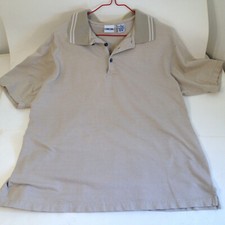Cherokee Mens Beige 2-Tone Short Sleeve Polo Shirt Mercerized Cotton Size M