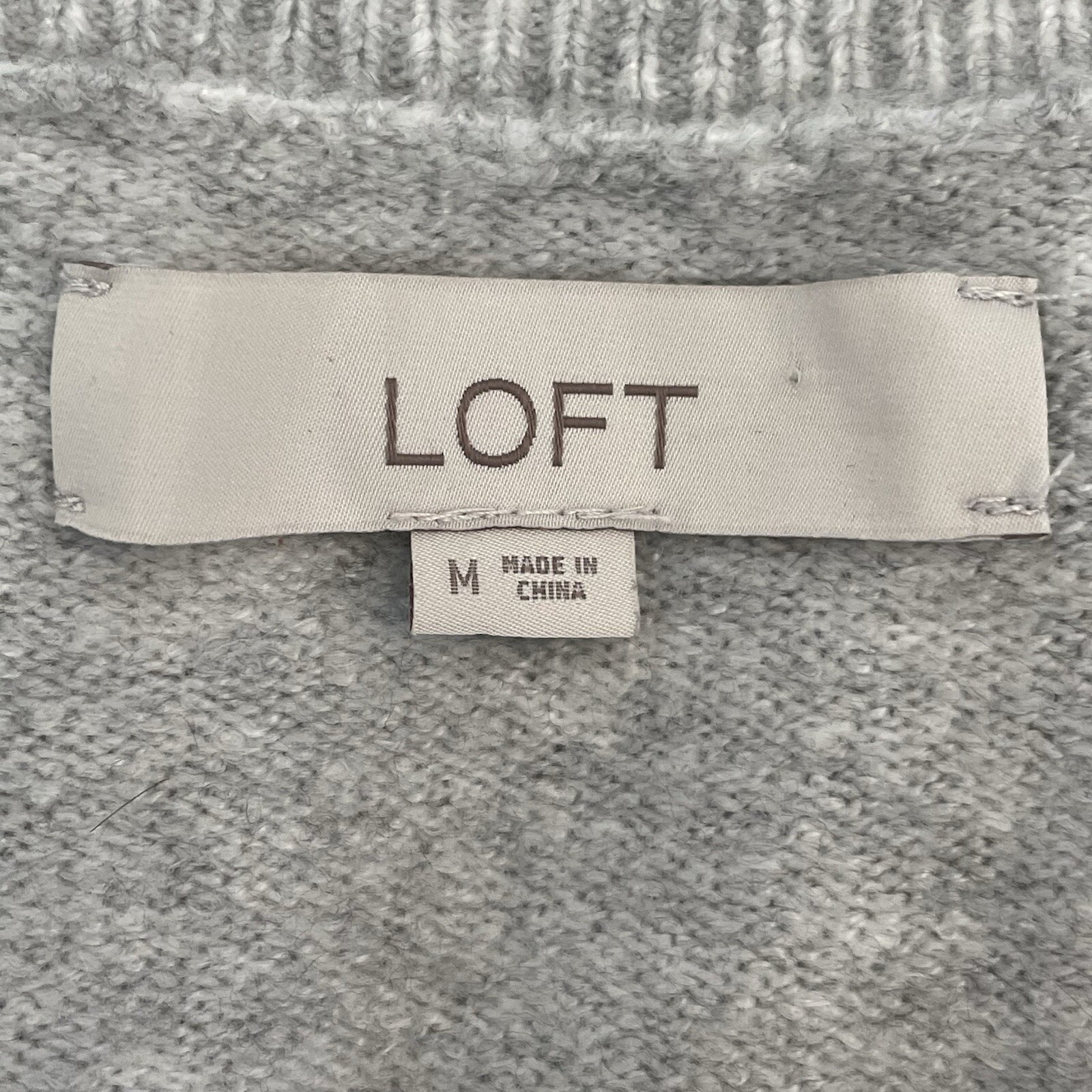 LOFT Solid Light Gray Round Neck Long Sleeve Pull… - image 5