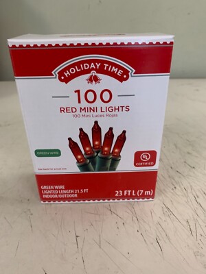 HOLIDAY TIME RED CHRISTMAS LIGHTS LOT OF 100 NEW 