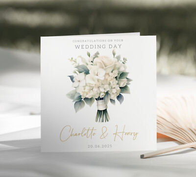 Personalisierte Karte zum Hochzeitstag für Braut Bräutigam Herr Frau Brautpaar (181)