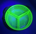 Vtg Divided Relish Dish Caddy Carrier Depression Vaseline Uranium Glass