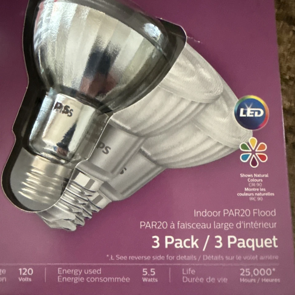 Philips par 20 led bulb 3000k 3 pack indoor dimmable 5.5 watt 50w replacement - Image 2 of 4
